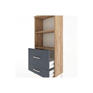 Hyperion Dolap 2 Raflı 2 Çekmeceli 60x44x134 Çam-antrasit
