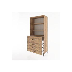Hyperion Dolap 3 Raflı 4 Çekmeceli 88x44x195 Çam-çam