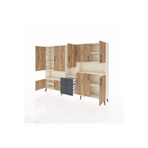 Arges Dolap 13 Raflı 3 Çekmeceli 9 Kapaklı 220x30x163 Aytaşı-çam/antrasit