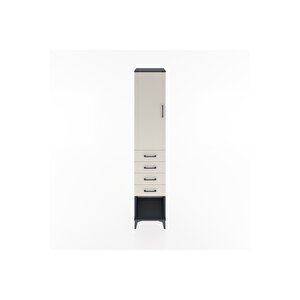 Hyperion Dolap 3 Raflı 4 Çekmeceli Tek Kapaklı 44x44x221 Antrasit-aytaşı