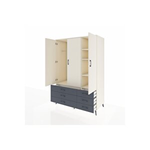 Kronos Dolap 5 Raflı 6 Çekmeceli Tek Askılı 132x59x195 Aytaşı-aytaşı/antrasit