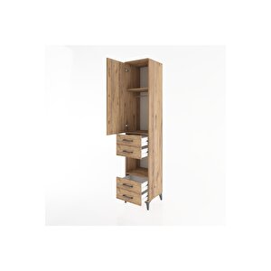 Hyperion Dolap 3 Raflı 4 Çekmeceli Tek Askılı 44x44x221 Çam-çam