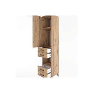 Hyperion Dolap 3 Raflı 4 Çekmeceli Tek Askılı 44x44x221 Çam-çam