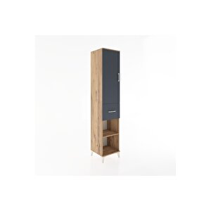 Hyperion Dolap 3 Raflı Tek Çekmeceli Tek Askılı 44x44x221 Çam-antrasit