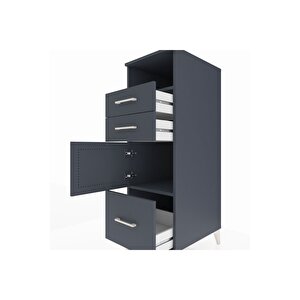 Kronos Dolap 2 Raflı 3 Çekmeceli Tek Kapaklı 44x59x134 Antrasit-antrasit