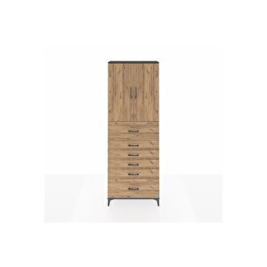 Arges Dolap 3 Raflı 6 Çekmeceli 2 Kapaklı 88x30x243 Antrasit-çam