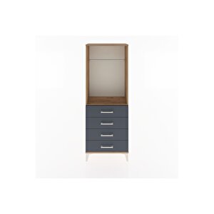 Arges Dolap Tek Raflı 4 Çekmeceli Tek Askılı 60x30x163 Çam-antrasit