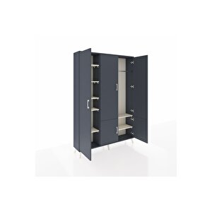 Arges Dolap 7 Raflı 5 Kapaklı Tek Askılı 132x30x195 Antrasit-antrasit/aytaşı