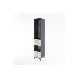 Hyperion Dolap 4 Raflı 4 Çekmeceli 44x44x221 Antrasit-aytaşı