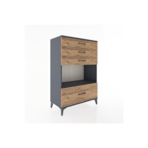 Hyperion Dolap Tek Raflı 4 Çekmeceli 88x44x134 Antrasit-çam