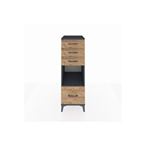 Kronos Dolap Tek Raflı 4 Çekmeceli 44x59x134 Antrasit-çam