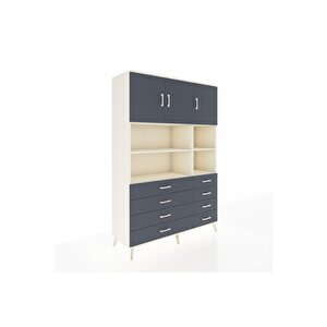 Hyperion Gardrop 8 Raflı 8 Çekmeceli 3 Kapaklı 132x44x195 Aytaşı-antrasit