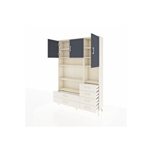 Arges Dolap 9 Raflı 6 Çekmeceli 3 Kapaklı 132x30x195 Aytaşı-antrasit/aytaşı