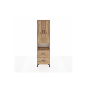 Arges Dolap 3 Raflı 2 Çekmeceli Tek Askılı 60x30x221 Çam-çam