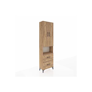 Arges Dolap 3 Raflı 2 Çekmeceli Tek Askılı 60x30x221 Çam-çam