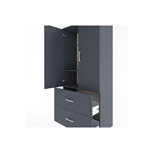 Hyperion Dolap 2 Raflı 2 Çekmeceli 2 Kapaklı 88x44x195 Antrasit-antrasit
