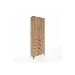 Arges Dolap 4 Raflı 4 Çekmeceli 4 Kapaklı 88x30x243 Çam-çam