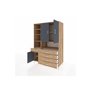 Kronos Dolap 8 Raflı 5 Çekmeceli 3 Kapaklı 132x59x195 Çam-antrasit/çam