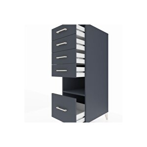 Kronos Dolap Tek Raflı 5 Çekmeceli 44x59x134 Antrasit-antrasit