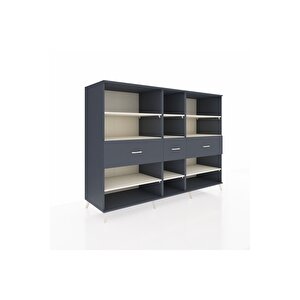 Kronos Dolap 9 Raflı 3 Çekmeceli  220x59x163 Antrasit-aytaşı/antrasit