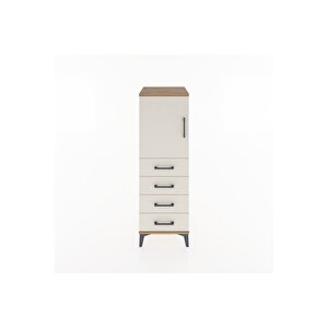 Hyperion Dolap 2 Raflı 4 Çekmeceli Tek Kapaklı 44x44x134 Çam-aytaşı