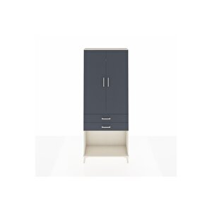 Arges Dolap 2 Raflı 2 Çekmeceli Tek Askılı 88x30x221 Aytaşı-antrasit