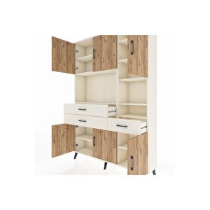 Arges Dolap 10 Raflı 3 Çekmeceli 6 Kapaklı 132x30x195 Aytaşı-çam/aytaşı
