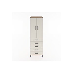 Hyperion Dolap 3 Raflı 5 Çekmeceli 2 Kapaklı 60x44x195 Çam-aytaşı