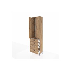 Arges Dolap 3 Raflı 4 Çekmeceli 2 Kapaklı 60x30x221 Çam-çam