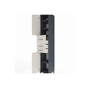 Hyperion Dolap 4 Raflı 3 Çekmeceli 2 Kapaklı 44x44x243 Antrasit-aytaşı