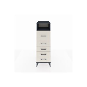 Kronos Dolap Tek Raflı 5 Çekmeceli 44x59x134 Antrasit-aytaşı