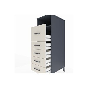 Kronos Dolap Tek Raflı 5 Çekmeceli 44x59x134 Antrasit-aytaşı