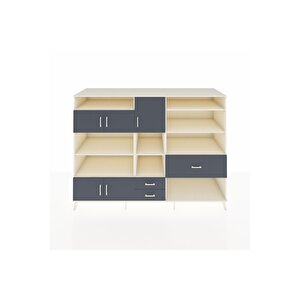 Kronos Dolap 13 Raflı 3 Çekmeceli 5 Kapaklı 220x59x163 Aytaşı-antrasit