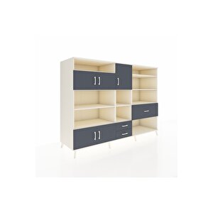 Kronos Dolap 13 Raflı 3 Çekmeceli 5 Kapaklı 220x59x163 Aytaşı-antrasit