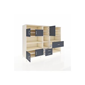 Kronos Dolap 13 Raflı 3 Çekmeceli 5 Kapaklı 220x59x163 Aytaşı-antrasit