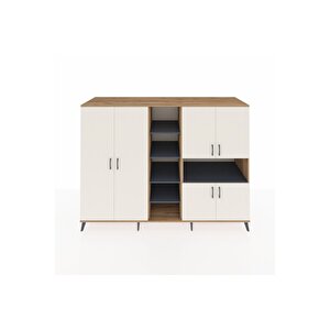 Kronos Dolap 13 Raflı 6 Kapaklı 220x59x163 Çam-aytaşı/antrasit