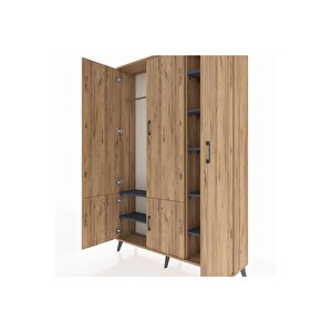 Arges Dolap 7 Raflı 5 Kapaklı Tek Askılı 132x30x195 Çam-çam/antrasit