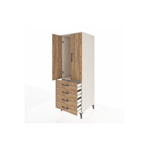 Kronos Dolap Tek Raflı 4 Çekmeceli Tek Askılı 60x59x182 Aytaşı-çam