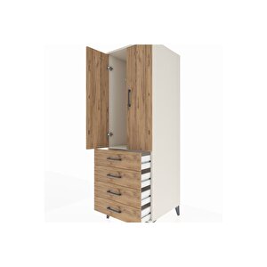 Kronos Dolap Tek Raflı 4 Çekmeceli Tek Askılı 60x59x182 Aytaşı-çam