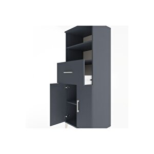 Hyperion Dolap 3 Raflı Tek Çekmeceli 2 Kapaklı 60x44x163 Antrasit-antrasit