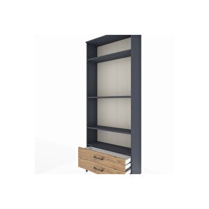 Arges Dolap 4 Raflı 2 Çekmeceli 88x30x221 Antrasit-çam