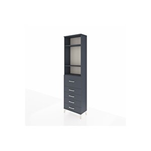 Arges Dolap 3 Raflı 5 Çekmeceli 60x30x221 Antrasit-antrasit