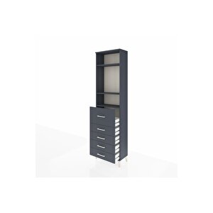 Arges Dolap 3 Raflı 5 Çekmeceli 60x30x221 Antrasit-antrasit