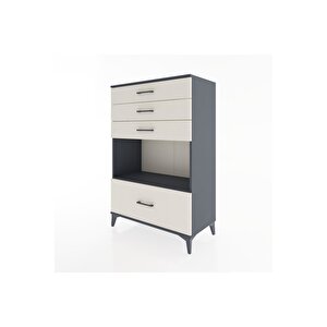 Hyperion Dolap Tek Raflı 4 Çekmeceli 88x44x134 Antrasit-aytaşı