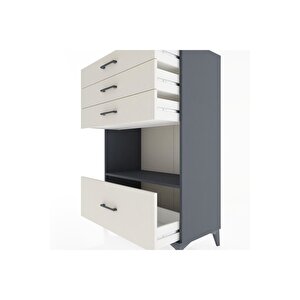 Hyperion Dolap Tek Raflı 4 Çekmeceli 88x44x134 Antrasit-aytaşı