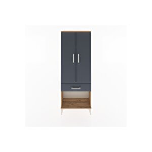 Arges Dolap 3 Raflı Tek Çekmeceli 2 Kapaklı 60x30x163 Çam-antrasit