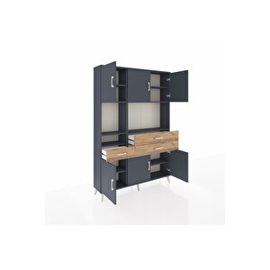 Arges Dolap 9 Raflı 3 Çekmeceli 6 Kapaklı 132x30x195 Antrasit-antrasit/çam