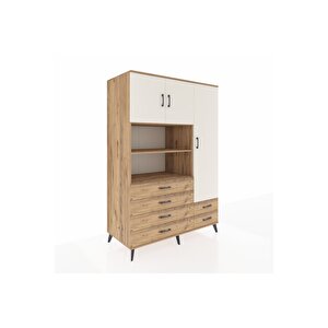 Kronos Dolap 9 Raflı 6 Çekmeceli 3 Kapaklı 132x59x195 Çam-aytaşı/çam