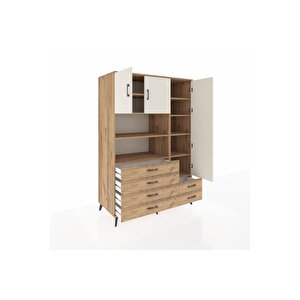 Kronos Dolap 9 Raflı 6 Çekmeceli 3 Kapaklı 132x59x195 Çam-aytaşı/çam