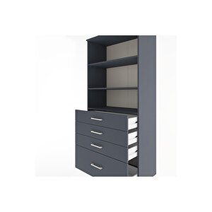 Hyperion Dolap 3 Raflı 4 Çekmeceli 88x44x195 Antrasit-antrasit